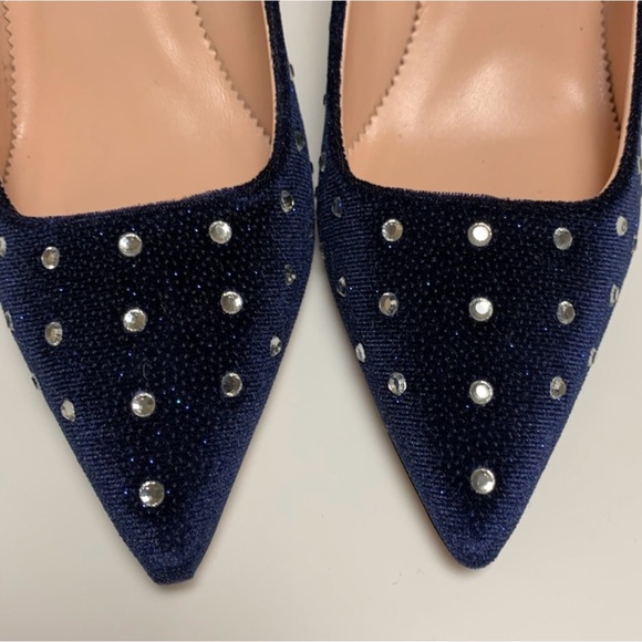 NWT J. Crew Velvet Crystal Studded Pumps Heels Size 8 - Picture 4 of 5